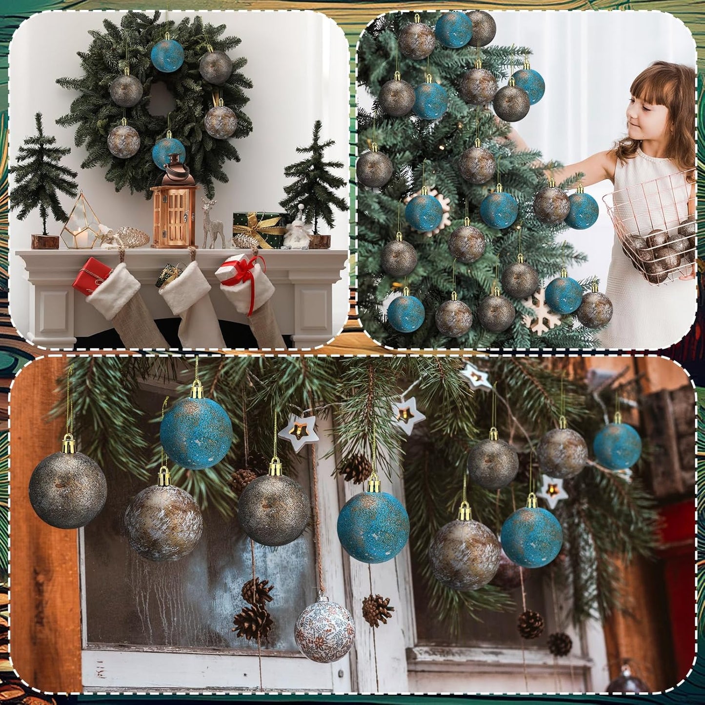 12 Pcs Textured Christmas Ball Ornaments Neutral Christmas Tree Decor Vintage Rustic Copper Ball Ornaments 2 Inch Farmhouse Hanging Shatterproof Home Decor for Xmas Farmhouse Decoration