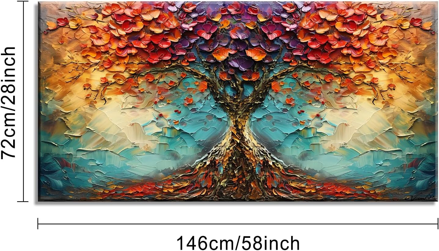 LASMOND Beautiful Colorful Tree Amazing Art Plants Wall Art Decor Artwork for Living Room (30x60 Inches)
