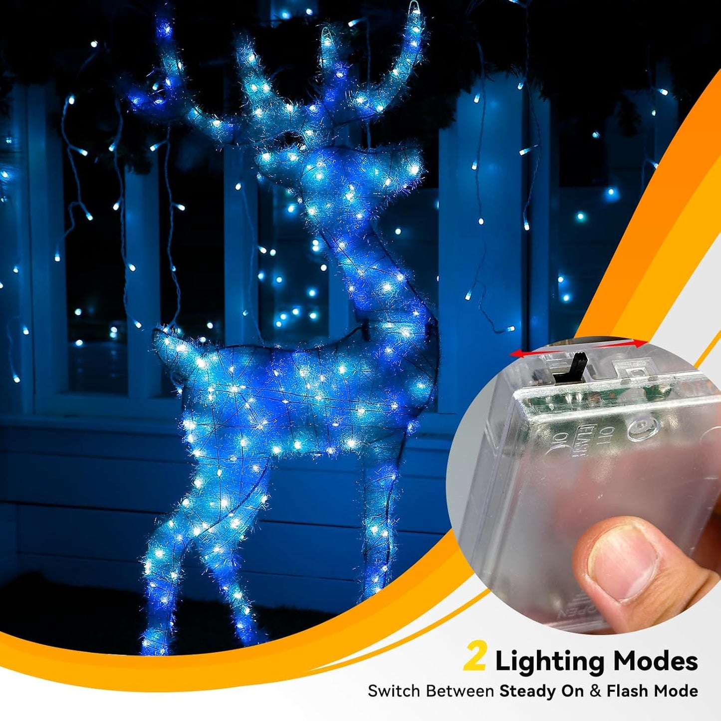 4 Pack 60LED Christmas Fairy Lights Battery Operated - 20FT Twinkle Lights with 2 Lighting Modes Indoor, Waterproof Led Fairy String Lights for Bedroom, Classroom, Dorm, DIY Decor, Blue & White