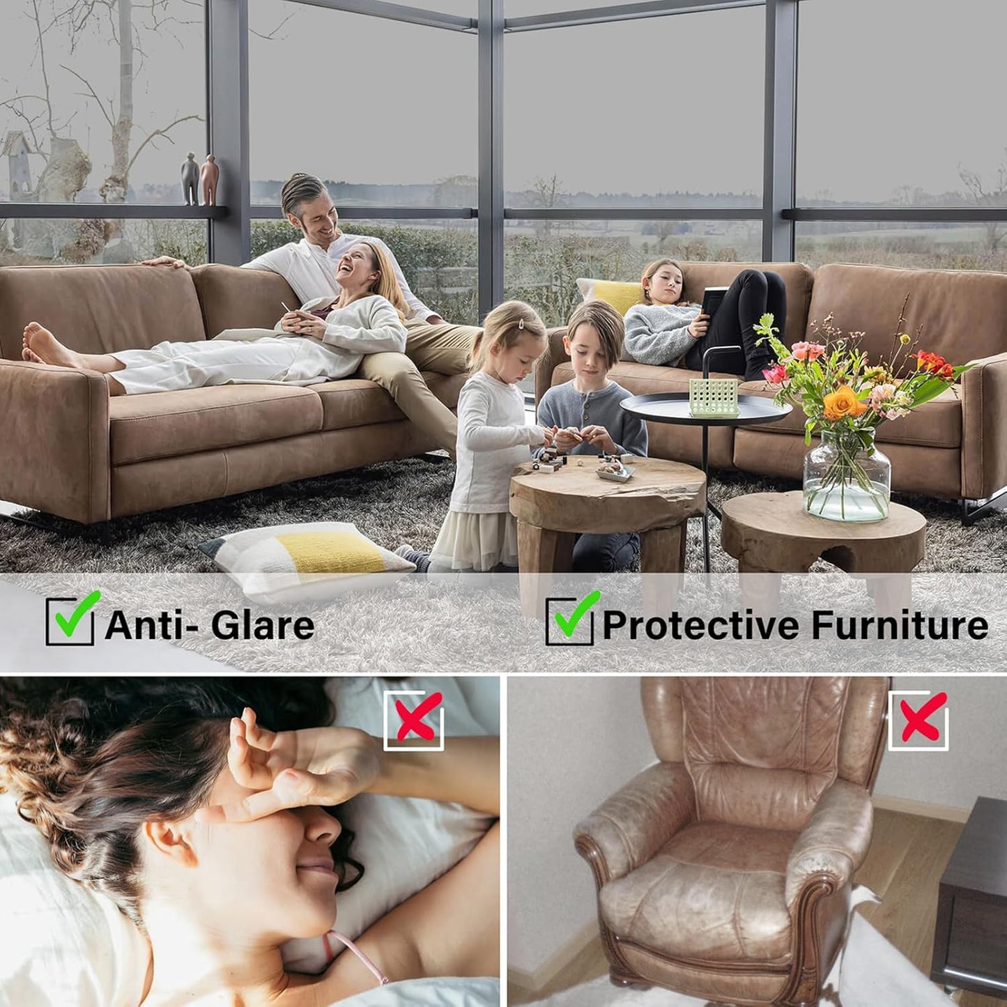 Kromapolis One Way Window Privacy Film Reflective Mirror Home Window Tint, Daytime Privacy Heat Control Anti UV Glass Tinting Static Cling (Silver, 23.6 x 157.4 inch)