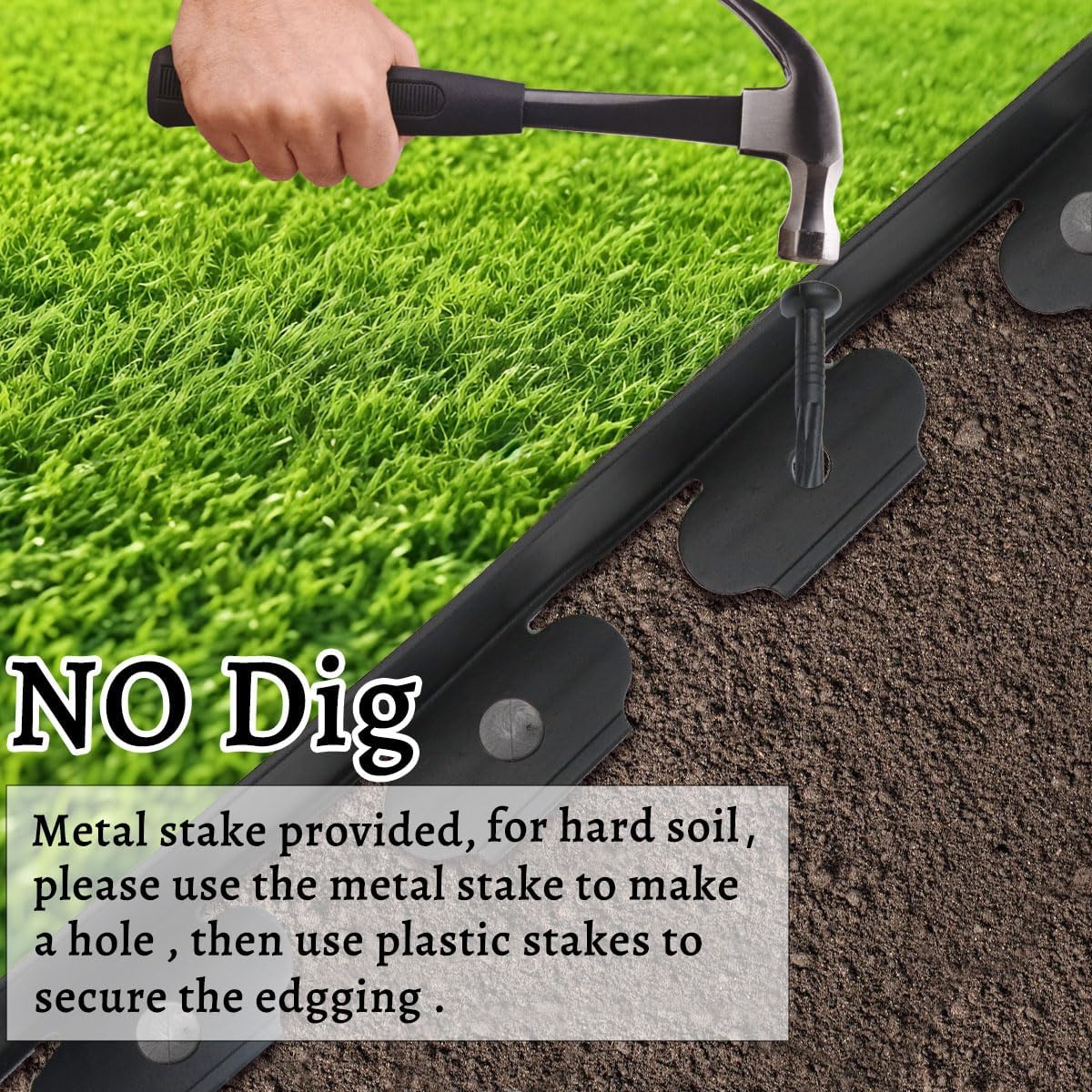 Landscape Edging,Flower Bed Edging no dig，Lawn Edging Garden Edging Border(60feet-Black)