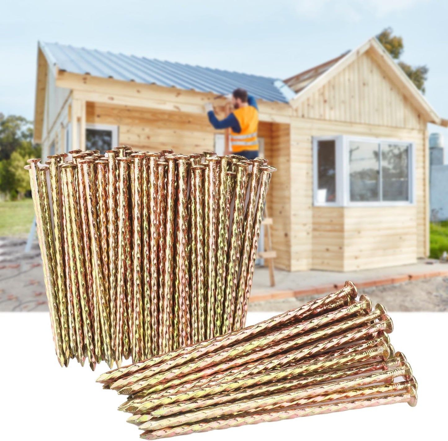 80 PCS 6 Inch Spiral Metal Galvanized Landscape Spikes, Galvanized Non-Rust Metal Garden Stakes, Garden Nails for Artificial Turf, Weed Barrier, Tent, Carpentry and More, by GENHAKON.