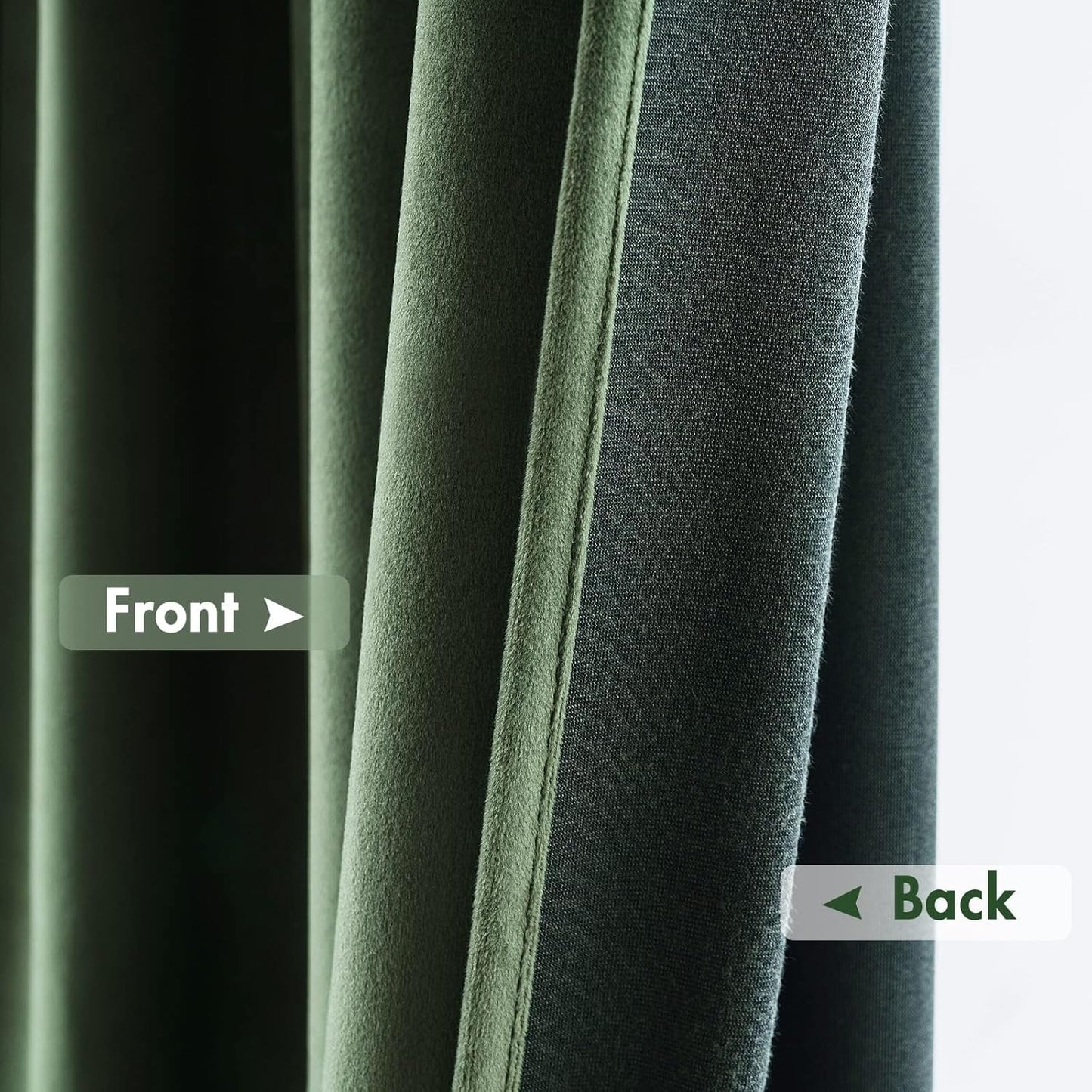 MIULEE Olive Green Velvet Curtains Thermal Insulated Blackout Curtain Drapes for Bedroom Living Room Darkening 102 Inches Long Curtains Panels Rod Pocket Set of 2