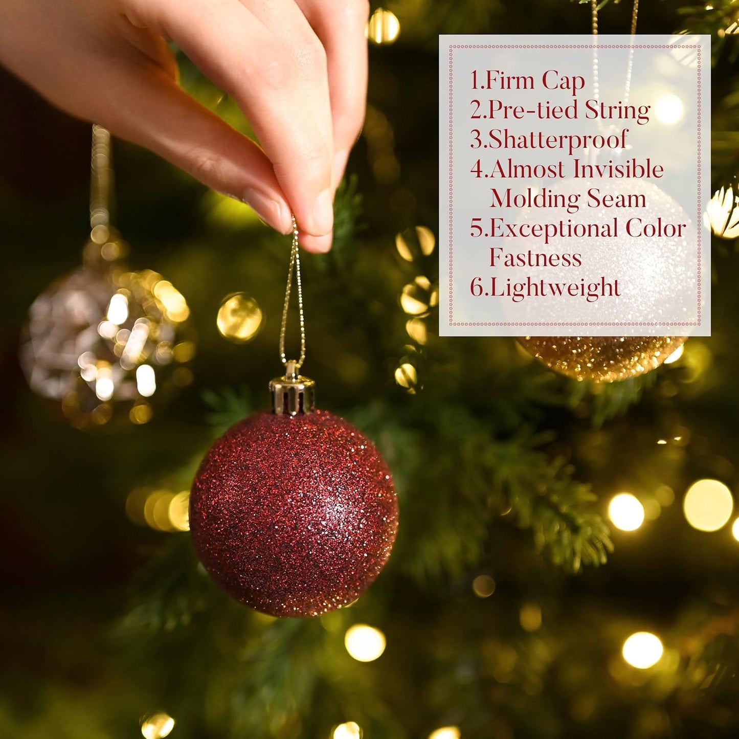 Valery Madelyn Christmas Tree Decorations Ornament Set for Fall Halloween, 50ct 2 Inches Burgundy Red Gold Shatterproof Christmas Ball Ornaments Hanging Xmas Holiday Party Decor