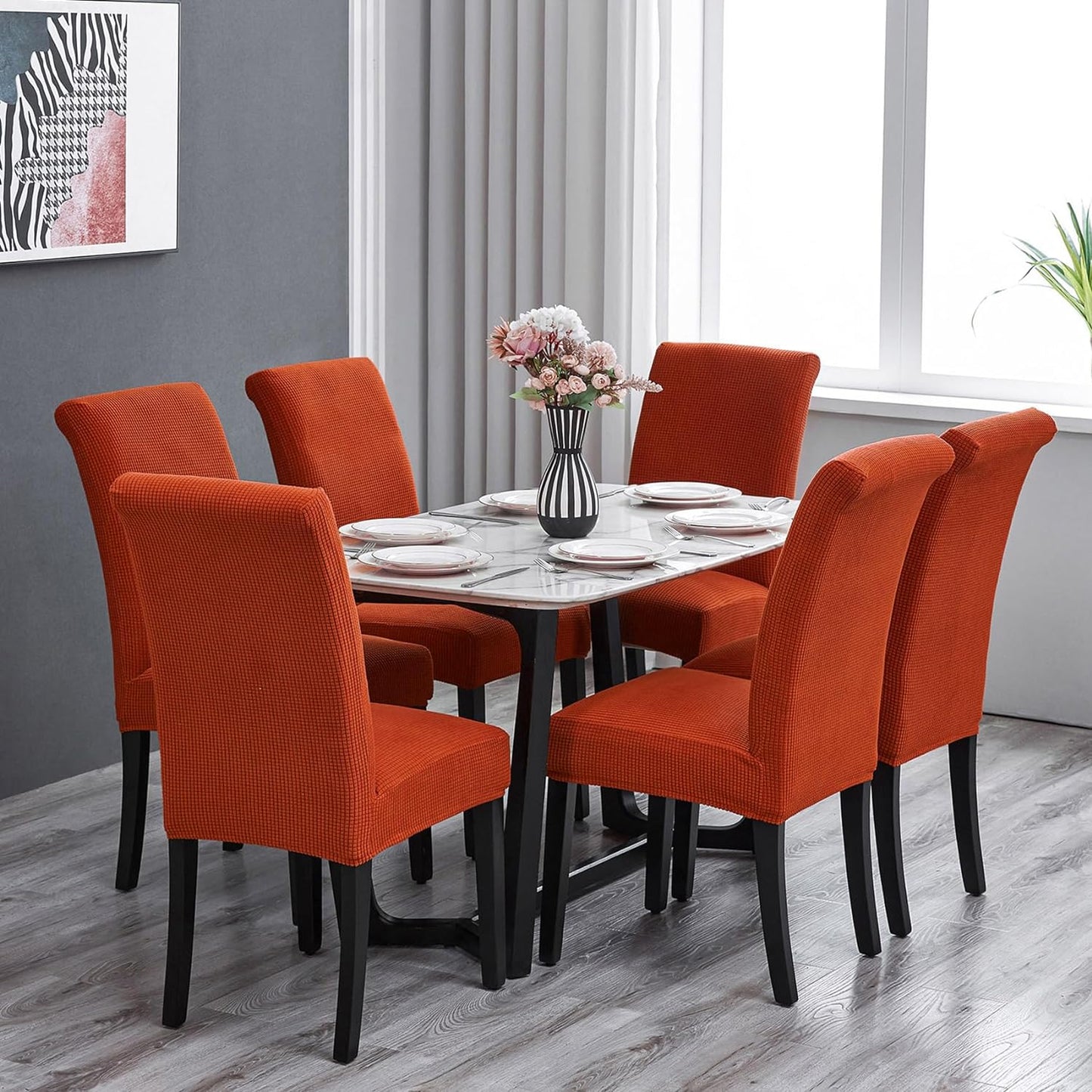 Howhic Stretch Chair Covers for Dining Room Set of 4, Removable Washable Dining Room Chair Covers, Dining Chair Slipcovers Seat Protector, Great for Home and Banquet Decor (Pureed Pumpkin, 4 Pack)