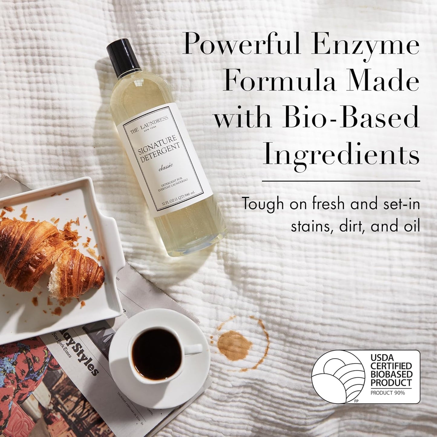 The Laundress Luxury Laundry Detergent, 31 Loads, Scented Signature Classic Fragrance, Concentrated Triple Enzyme Deep Cleaning and Targeted Stain Remover, 96% USDA Biobased Product