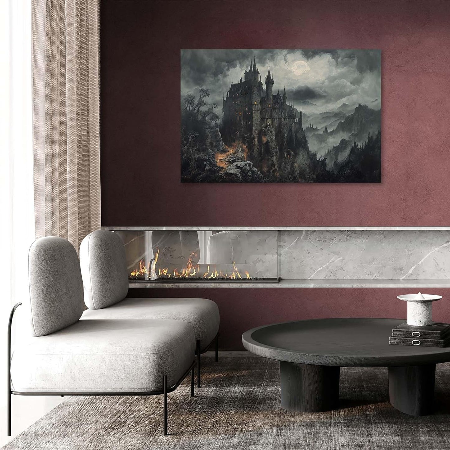 Vintage Castle Poster Dark Academy Victorian Gothic Castle Wall Art Poster Moody Mystical Art Print Suitable for Home Living Room Bedroom20x30in Wood Framed