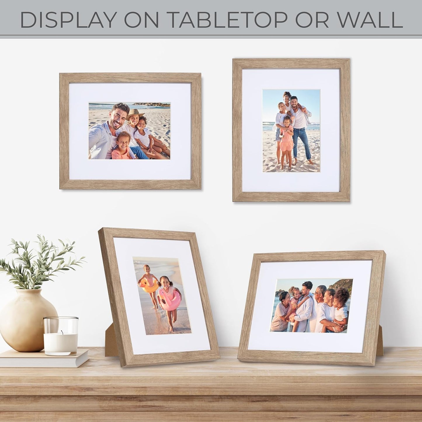 Sheffield Home 4 Piece Gallery Wall Frame Set, 8x10 Inch, Light Natural
