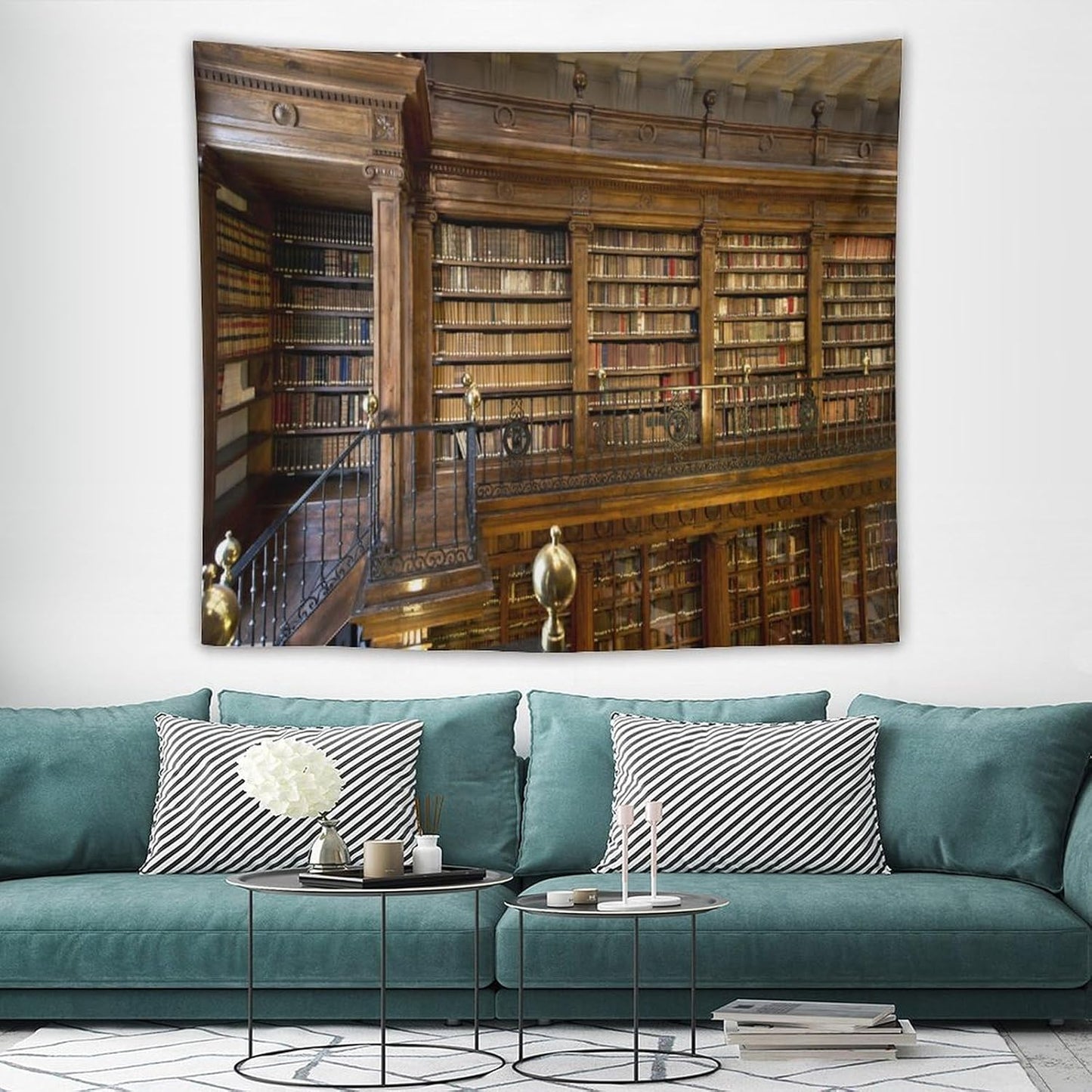 Kurtect Library Tapestry,Vintage Medieval Antique Bookshelf Bookcase Pattern Print Tapestries for Party Beach Picnic Blankets Tablecloths Living Room Wall Deocr, 50x60 in