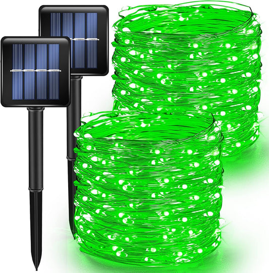 TW SHINE Green Solar String Lights Outdoor, Total 80 FT 240 LED Solar Powered Waterproof Fairy Lights 8 Modes Copper Wire Christmas St. Patrick's Day Party Tree Wedding Yard Decorations, 2 Pack