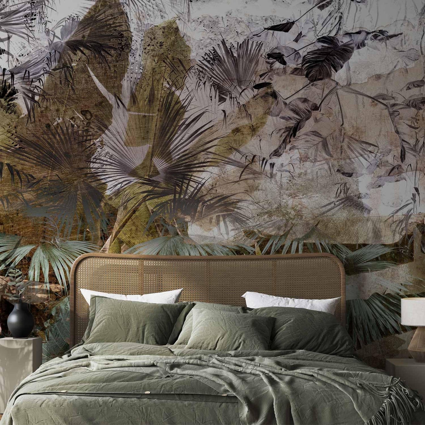 artgeist Wall Mural Tropical Leaves 118x83 in - XXL Non-Woven Wallpaper Fleece Wall Decor Photo Print Picture Image Design Jungle Nature Palm Leaves Like Painted b-C-0789-a-a