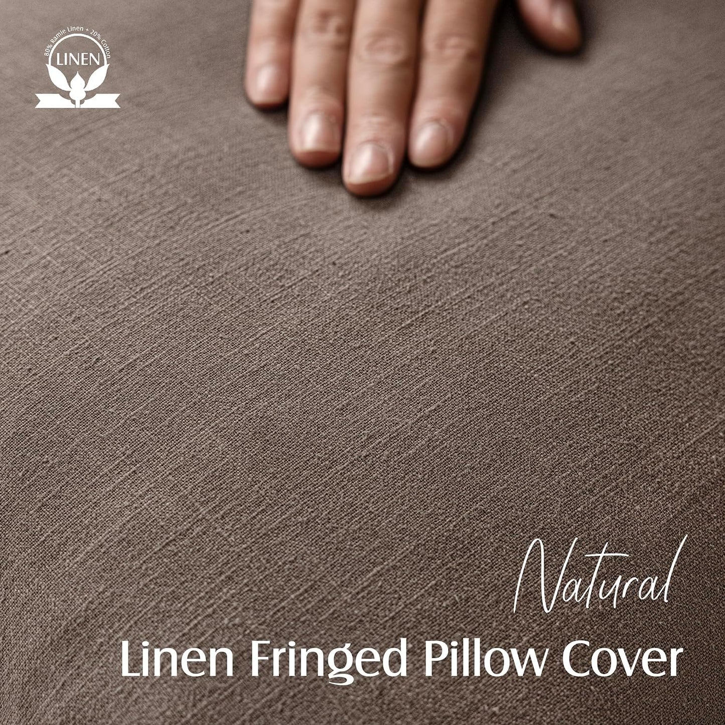 Foindtower Set of 2 Decorative Linen Fringe Throw Pillow Covers Cozy Farmhouse Cushion Cover with Tassels Accent Pillowcase for Couch Chair Sofa Bed Living Room Home Decor,20×20 Inch,Light Coffee