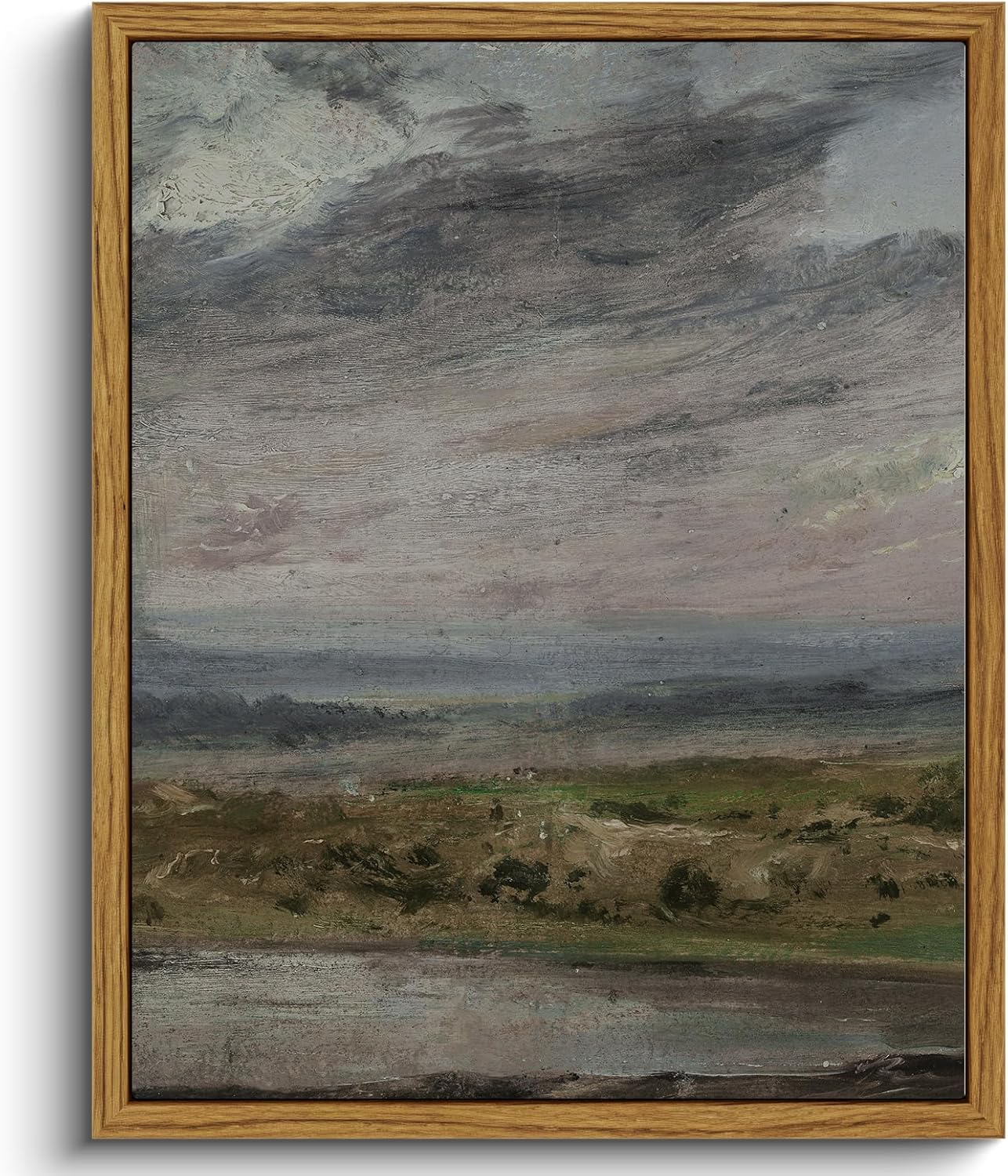 VIYYIEA Framed Canvas Wall Art Home Decor Classical Scenery Wall Pritns The Heath Grassland Oil Painting Farmhouse Wall Decor Vintage Landscape Aesthetic Countryside Decor for Living Room 8x10in