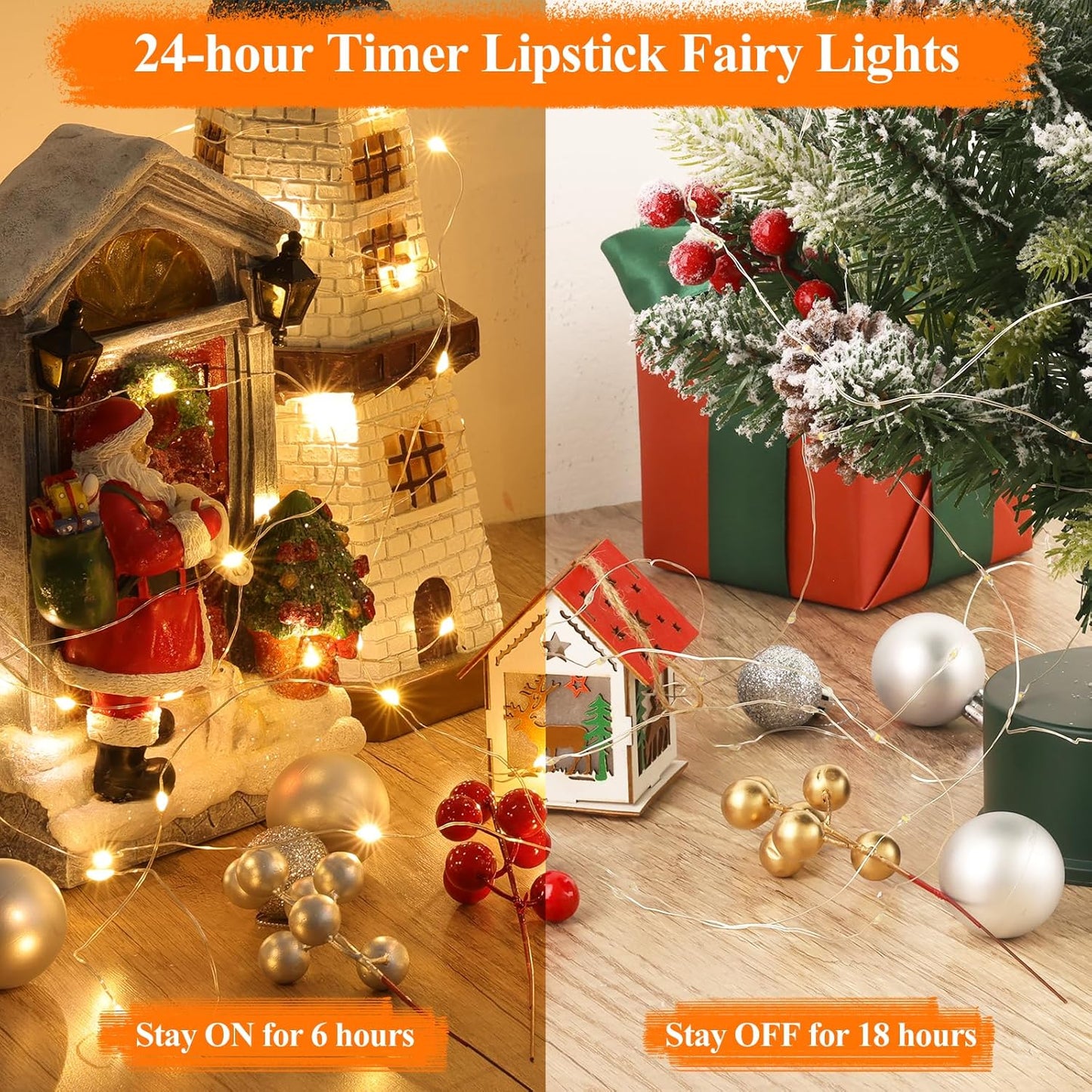 Lipstick LED Fairy Lights Battery Operated, Twinkle Lights with Timer, Rechargeable Mini String Lights for Bedroom, Christmas Decorations, Wedding, Vine, Centerpiece Table Decor (10M/33FT Warm White)