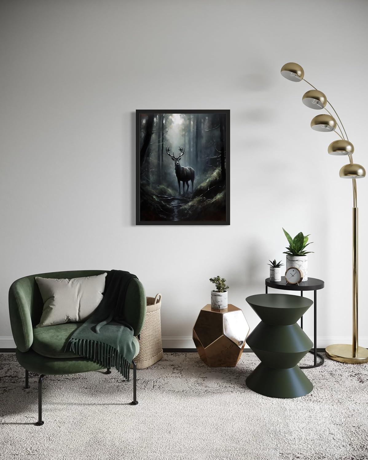 Deer in Forest Poster Art Print, Halloween Scary Vintage Wall Art Academia Spooky Painting Decoration for Horror Prints, Gothic Posters Bedroom Decor 89 (Deer in Forest, 8 x 10 inches, Unframed)