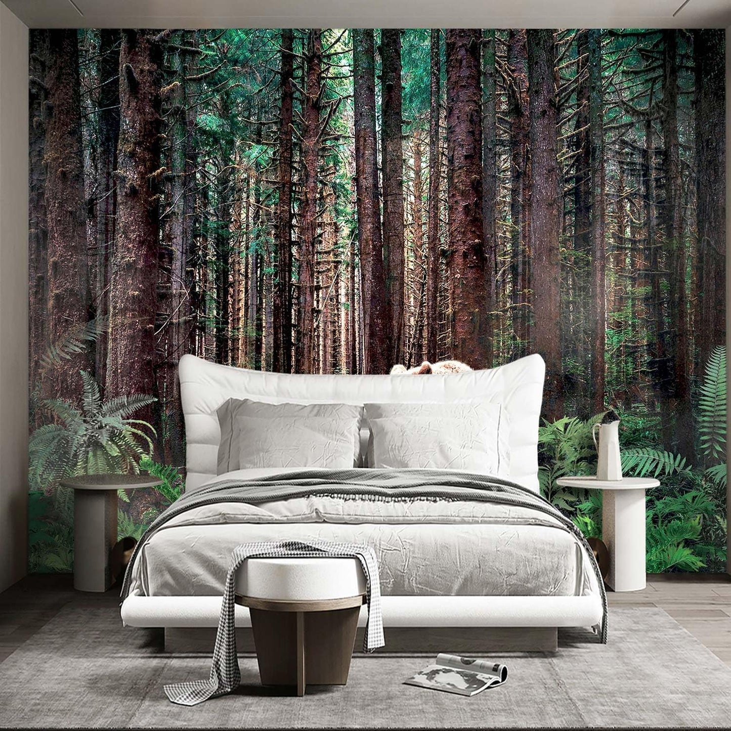 Forest Animals Bear wallpeper Kids Bedroom Woods Wall Mural - 160"x108"（Not Peel and Stick）