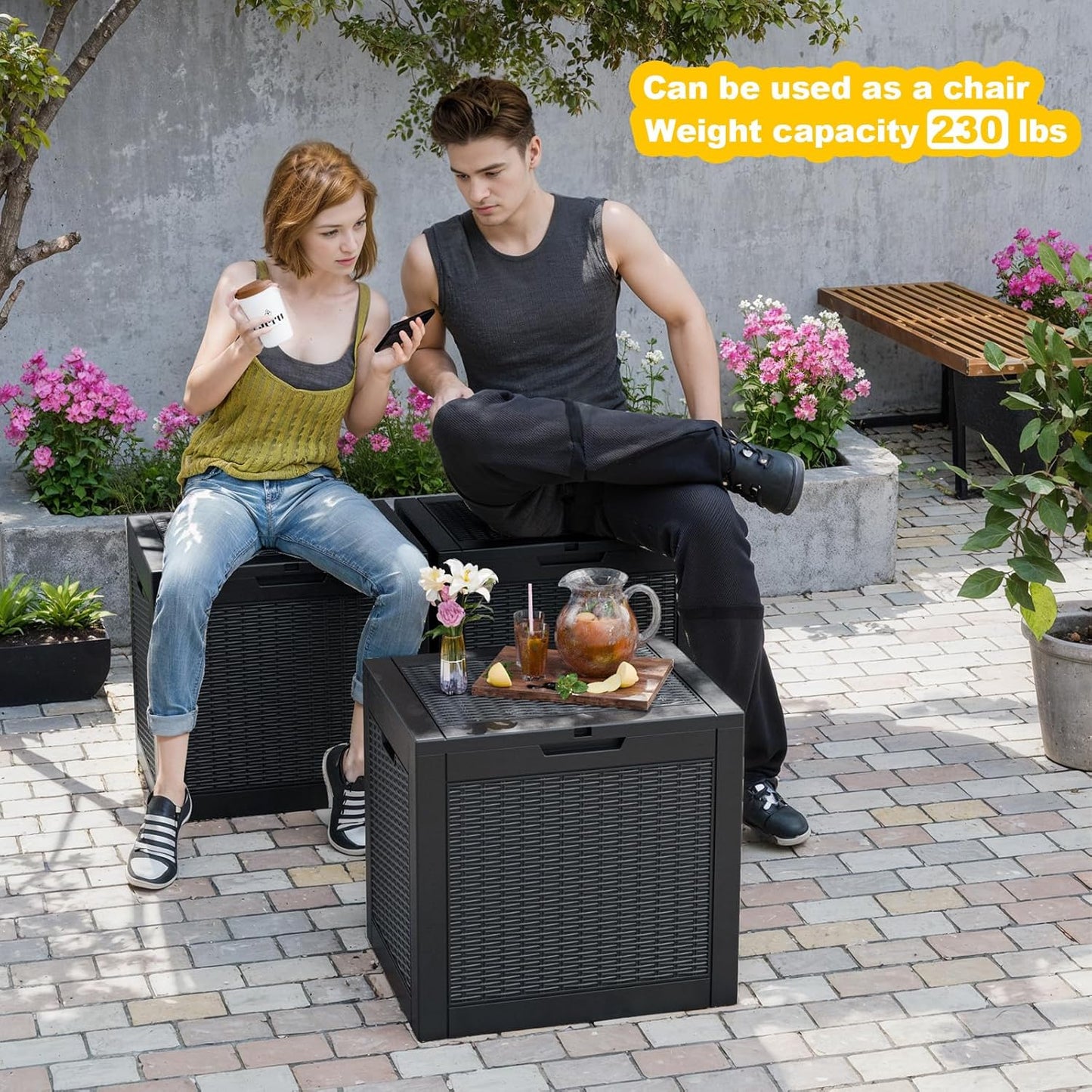 31 Gallon Outdoor Storage Box – Waterproof Deck Box for Garden & Patio,Black
