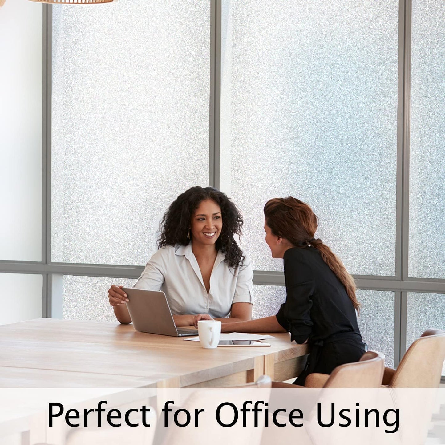 HIDBEA Frosted Window Privacy Film Heat Control UV Blocking, Static Cling Non-Adhesive Reusable Door coverings for Bathroom Home Office (Frosted, 35.4 Inch x 6.5 Feet)