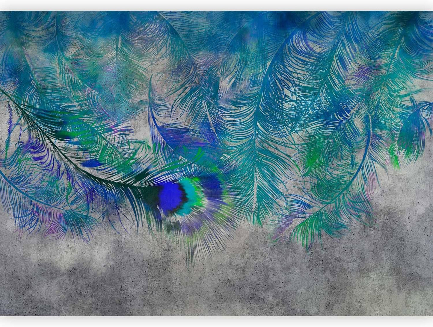 artgeist Premium Wall Mural Cement Feather 177x124 in - XXL Non-Woven Wallpaper Fleece Wall Decor Photo Print Picture Image Design Landscape Colorful Abstract n-A-1488-a-a