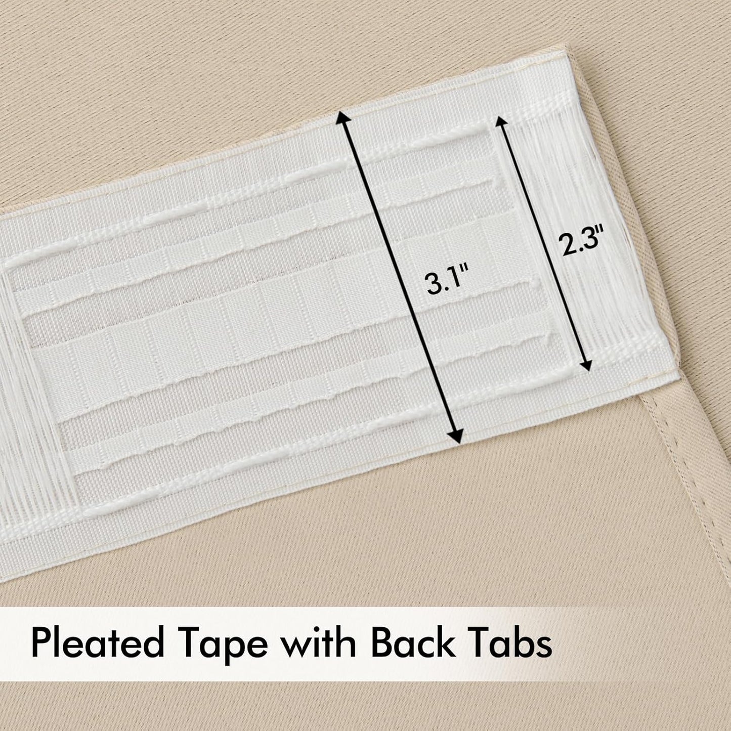 MIULEE Back Tab Cream Beige Curtains 92 Inch Long 2 Panels Set for Living Room Bedroom, Ivory Rod Pocket/Pinch Pleated Light Blocking Thermal Insulated Room Darkening Floor to Ceiling Blackout Drapes