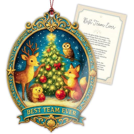 Best Team Ever Ornament – Coworker Gifts | Team Ornament + Employee Appreciation Gift – Office Christmas Ornament 2025 – Suncatcher Effect Stained Glass Window Hanging – Car Hanging Decoration