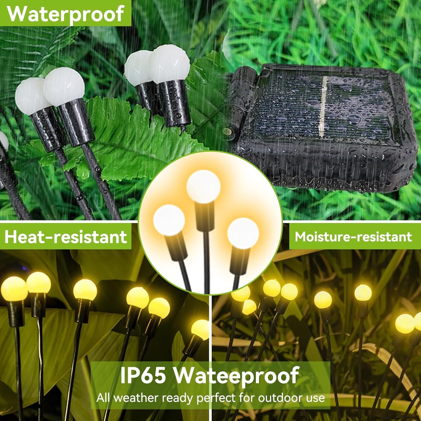 Solar Garden Lights Outdoor Waterproof, 2 Pack 16 LED Swaying Light Firefly Light Outdoor Decor Lights for Garden Gifts for Pathway Party Christmas Decoration, Warm White