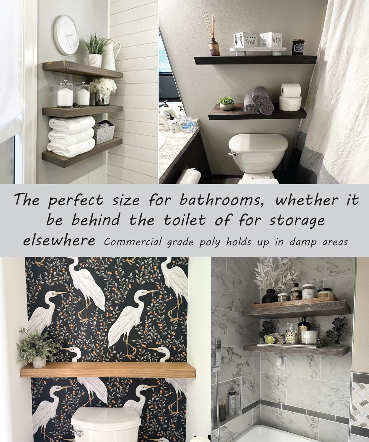 Joel's Antiques 30 Inch Wooden Floating Shelves for Wall - 30x12x2 in - Made of Natural Wood - Long Heavy Duty Rustic Wall Shelves for Bedroom - Perfect for Living Room, Kitchen - Mocha