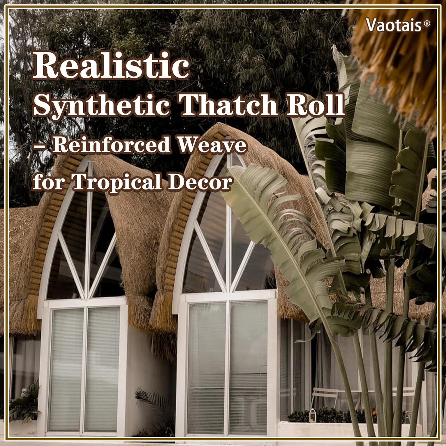 Realistic Synthetic Thatch Roll Sun-Bleached Yellow - 18 & 30 Inch Widths - Reinforced Weave for Mexican Palapa, Tiki Bars, Hawaiian Parties & Patio Decor (30 Inch Width x 15 Feet Length)