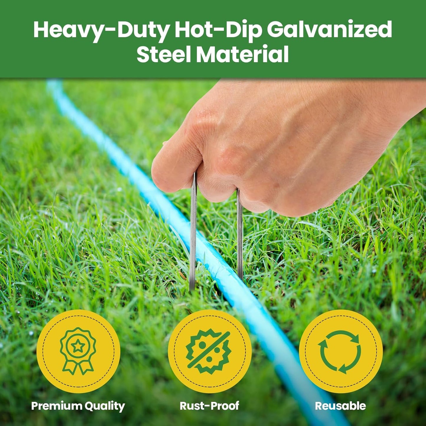 Landscape Staples 4 Inch 60 Pack, Garden Stakes Galvanized Garden Staples 11 Gauge, Plant Cover Stakes for Lawn Weed Barrier