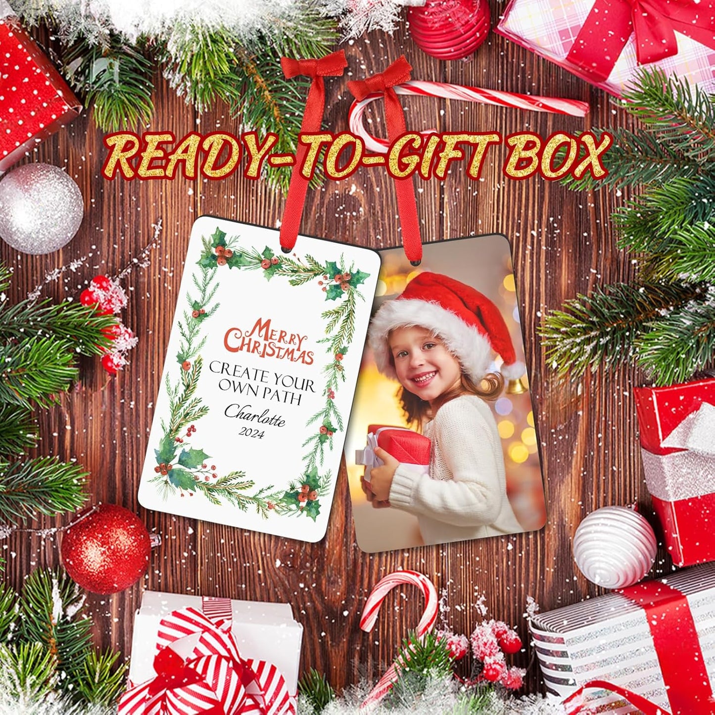 Personalized Christmas Ornaments 2025 Wood Custom Photo Picture Text Christmas Ornament Personalized Ornament Christmas Xmas Tree Decorations for Kids Couples Family Friends