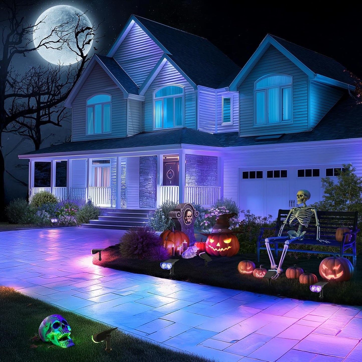 Linkind Solar Lights Outdoor Waterproof IP67, StarRay RGB Solar Spot Lights Outdoor, Color Changing Outdoor Solar Lights for Yard, Garden, Pathway, Decorations (Multicolor, 6 Pack)