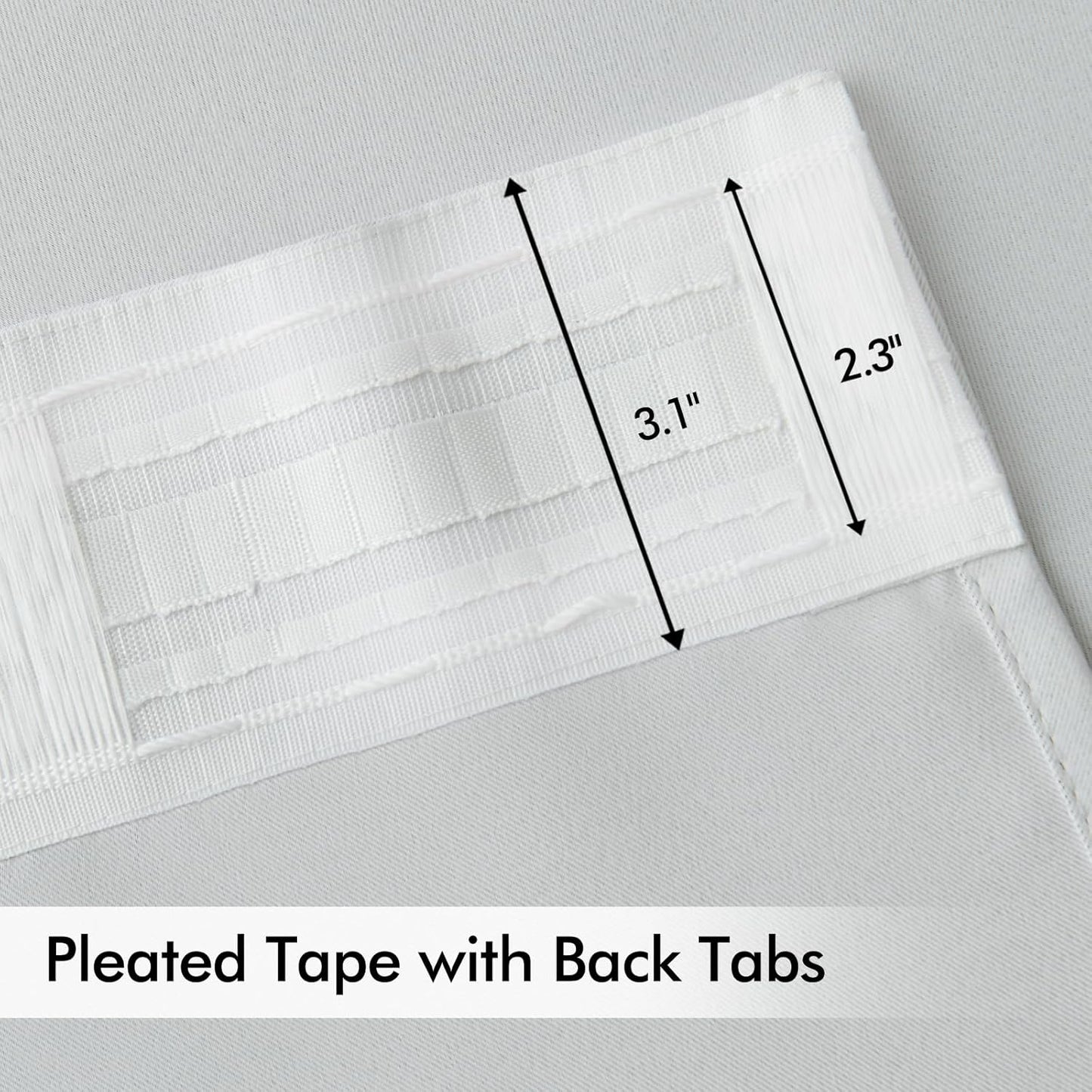 MIULEE Back Tab Light Blocking Curtains 108 Inch Long 2 Panels Set for Living Room Bedroom Privacy, Greyish White Rod Pocket/Pinch Pleated Extra Long Thermal Insulated Room Darkening Blackout Drapes