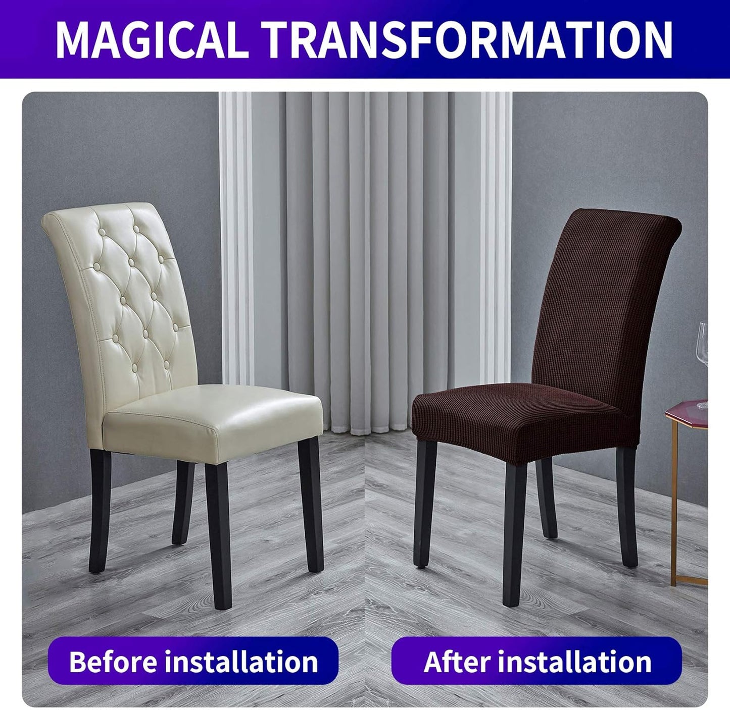 Howhic Stretch Chair Covers for Dining Room Set of 2, Removable Washable Dining Room Chair Covers, Dining Chair Slipcovers Seat Protector, Great for Home Decor and Banquet (Chocolate, 2 Pack)