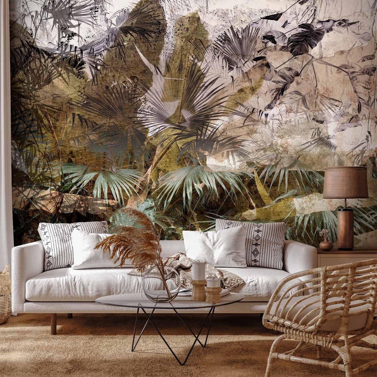 artgeist Wall Mural Tropical Leaves 79x55 in - XXL Non-Woven Wallpaper Fleece Wall Decor Photo Print Picture Image Design Jungle Nature Palm Leaves Like Painted b-C-0789-a-a