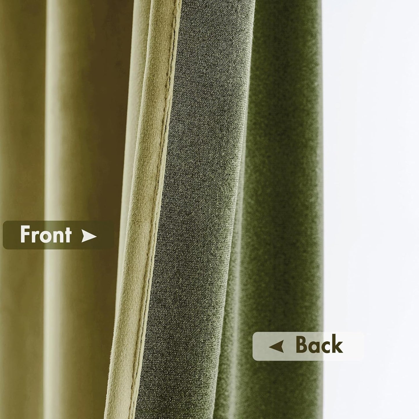 MIULEE Moss Green Velvet Curtains Thermal Insulated Blackout Curtain Drapes for Bedroom Living Room Darkening 108 Inches Long Curtains Panels Rod Pocket Set of 2