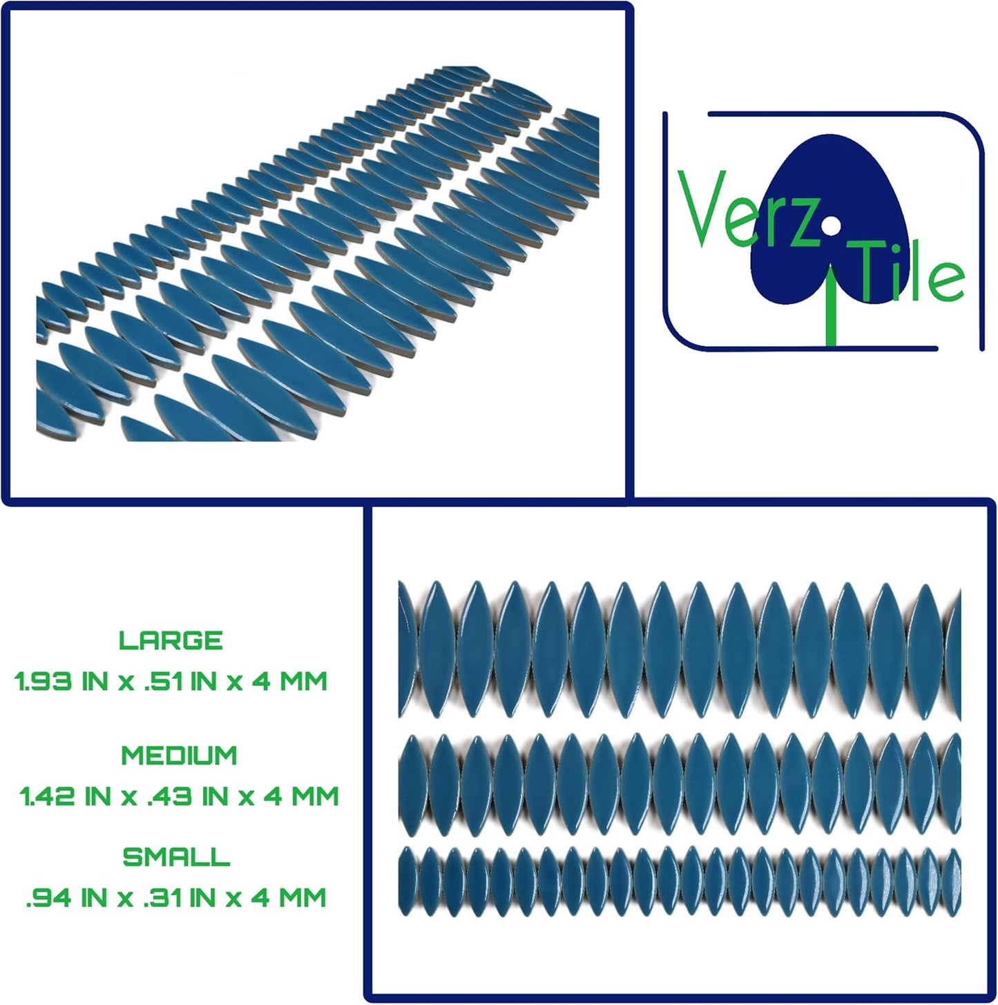 VerzTile Mosaic Tiles for Crafts - Petal Shaped Ceramic Tile Craft Hobbies & Art Projects 39 Color Options Endless Creativity DIY Design (Light Blue)