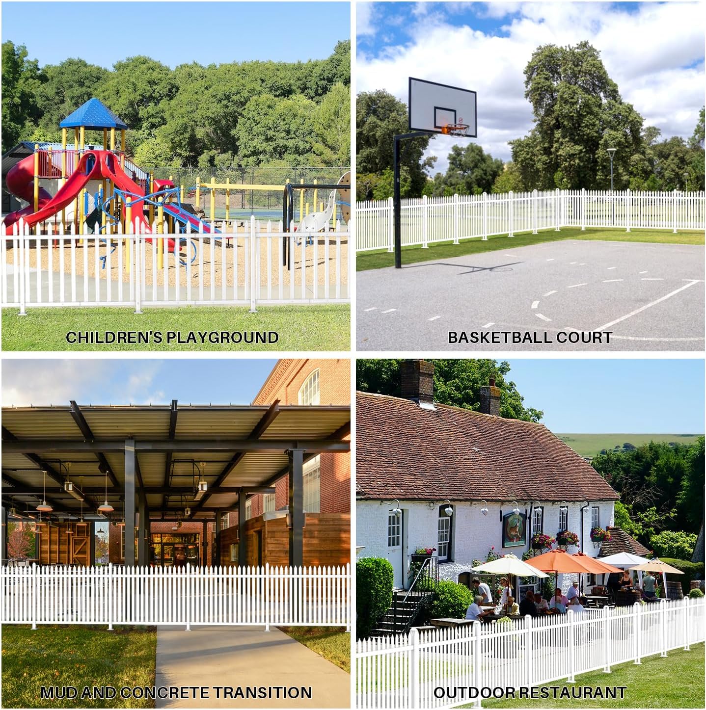 Patio Vinyl Picket Fence Post Kit 36" High for Straight PVC Decorative Fence, Installed in Muddy Floor & Cement Ground, White Fence Column Accessories for Outdoor Front Yard Garden Dog Fence Panel