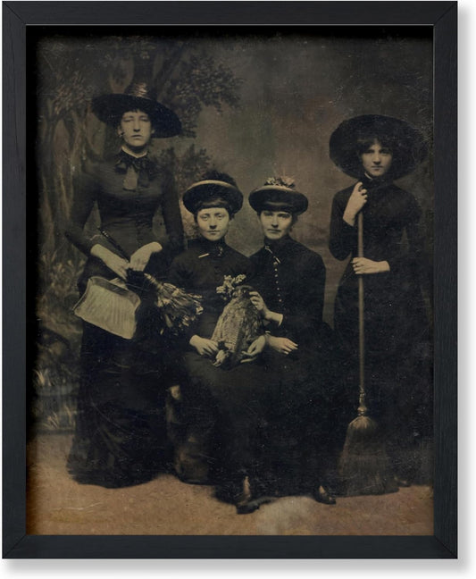 Poster Master Vintage Four Witches Coven Poster - Retro Witches Print - Witchcraft Art - Halloween Art - Gift for Men & Women - Gothic Decor for Living Room, Bedroom or Dorm - 16x20 UNFRAMED Wall Art