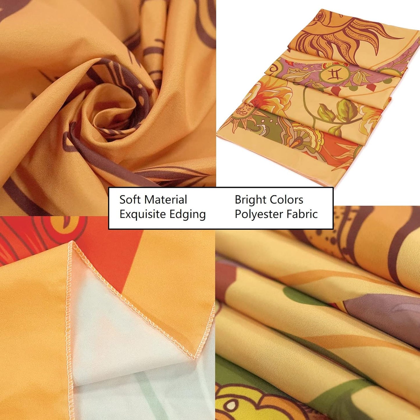 Aipon Yellow Sun and Moon Tapestry Indie Tapestries Boho Orange Flower Floral Tapestry Wall Hanging Cool Vintage Aesthetic Wall Tapestry for Bedroom Living Room Dorm (90.6'' × 70.8'', Orange)