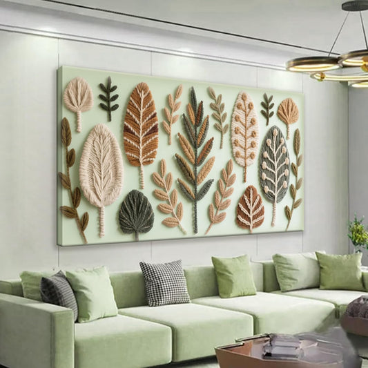 Large Boho Wall Art For Living Room Chic Home Green Wall Art Modern Multicolor Print Paintings Leaves Feather Canvas Wall Art Decor Picture For Bedroom Apartment Kitchen Ready To Hang 29"W X 58"L