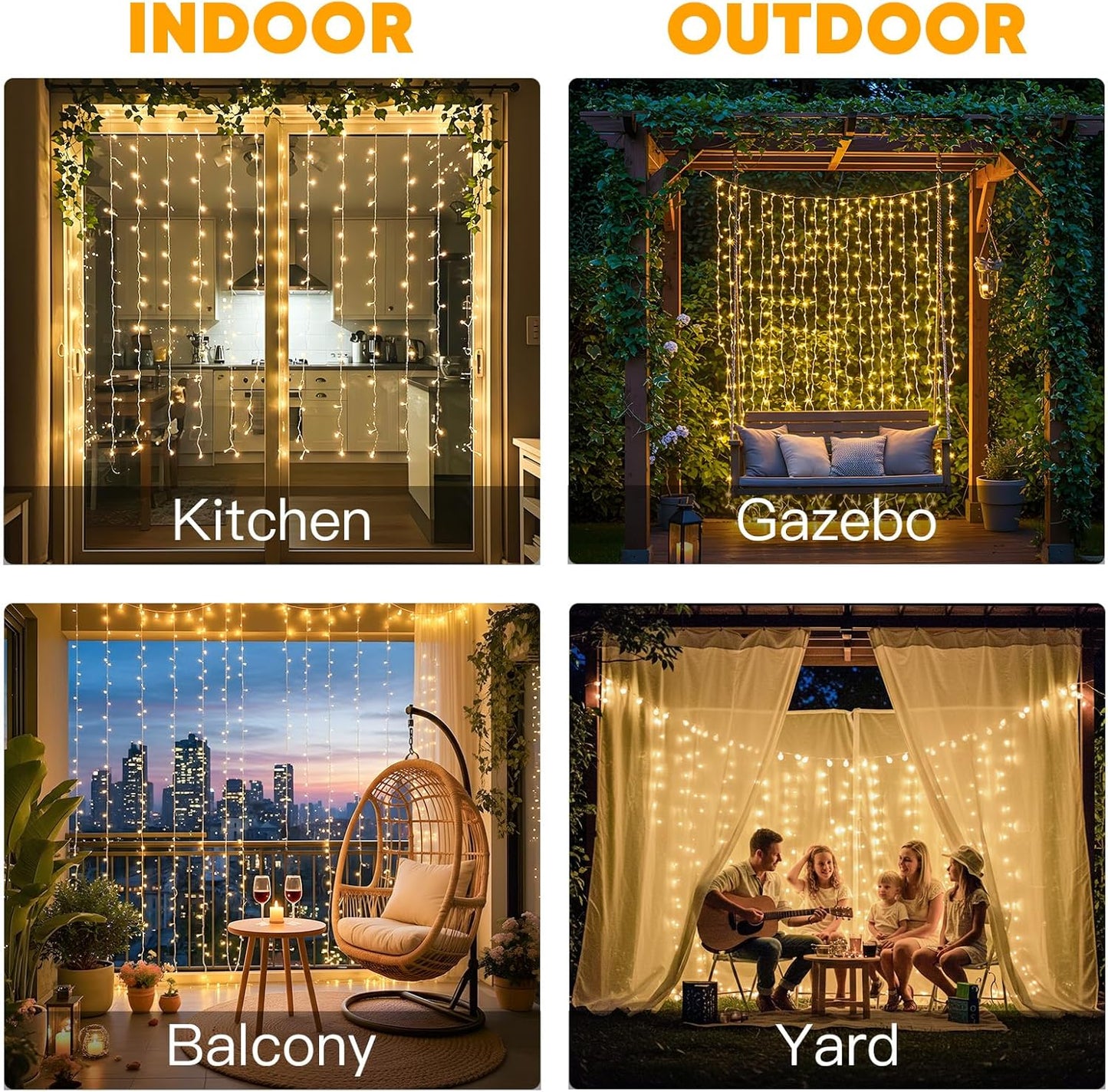 suddus Curtain Lights for Bedroom, 150 Led Hanging String Light Outdoor, Fairy Curtain Lights Indoor for Christmas, Dorm, Wall, Backdrop, Window, Wedding, Party, Birthday Decor, Warm White