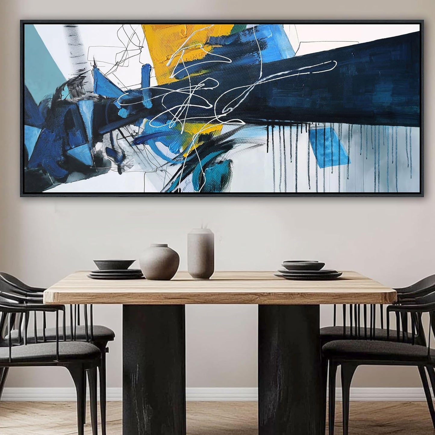 KLAKLA Oversized Artwork 86x39 Inches - Abstract Huge Canvas Picture Wall Decor Living Room Extra Large Wall Art for Walls Bedroom Office Decoration Modern Frame Wall Art