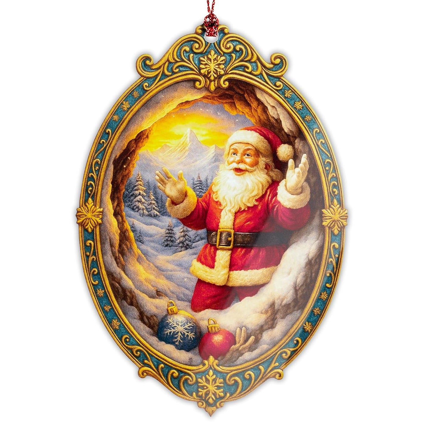 Santa Ornament – Christmas Decor | Santa Claus Ornament + Holiday Keepsake – Gift for Kids and Family – Christmas Ornament 2025 – Suncatcher Effect Stained Glass Window Hanging – Car Hanging