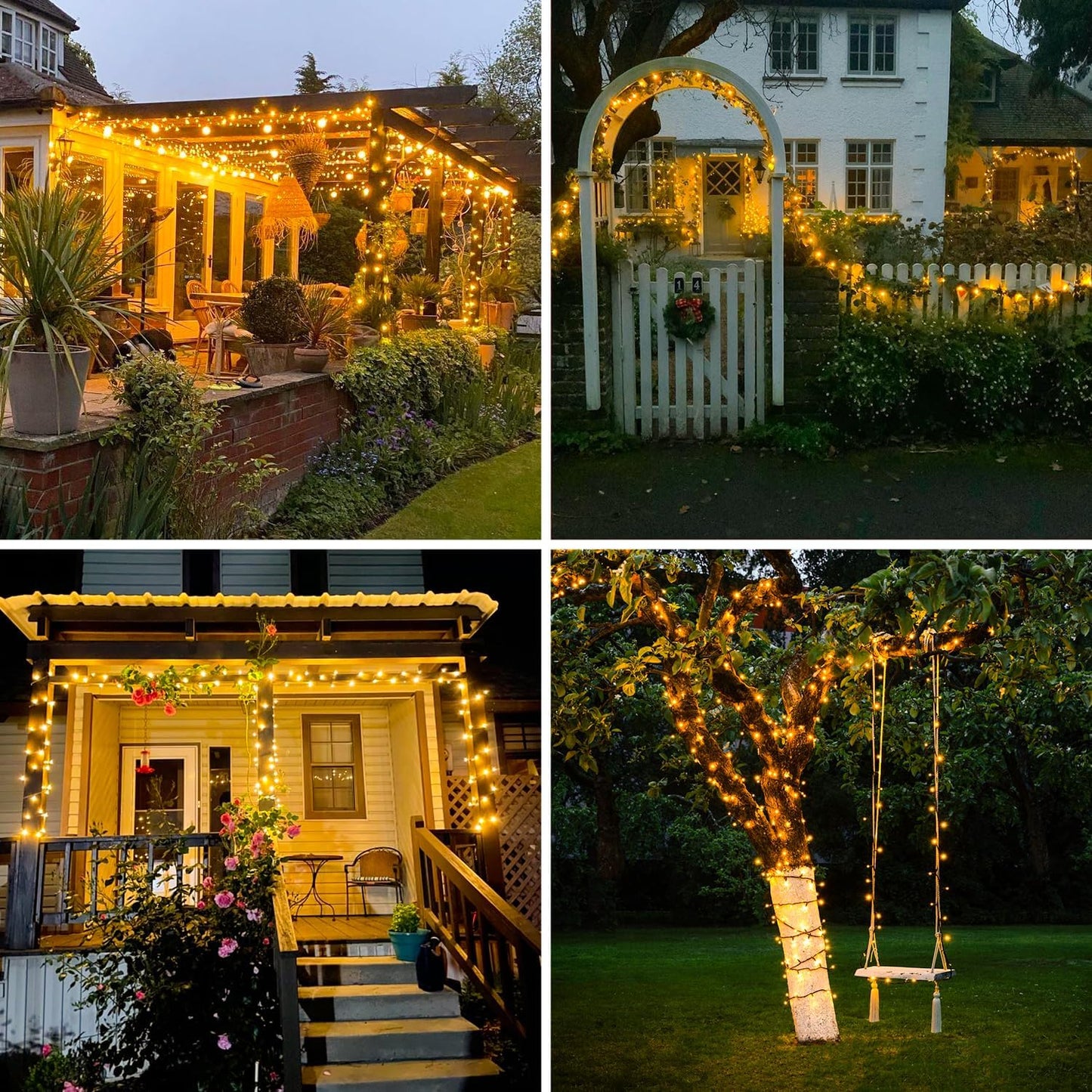 JMEXSUSS 2 Pack Solar String Lights Outdoor Waterproof - Total 400 LED 151FT Solar Christmas Lights Outdoor, 8 Modes Warm White String Light for Outside Patio Yard Tree Garden Christmas Decorations