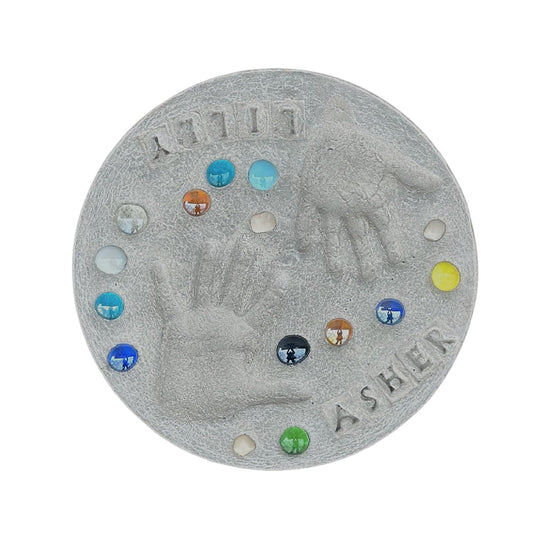 Large DIY Stepping Stone Kit, Handprint Stepping Stone, Mother's Day Gift, Footprint Stepping Stone (12 Inch + Stamp Set)