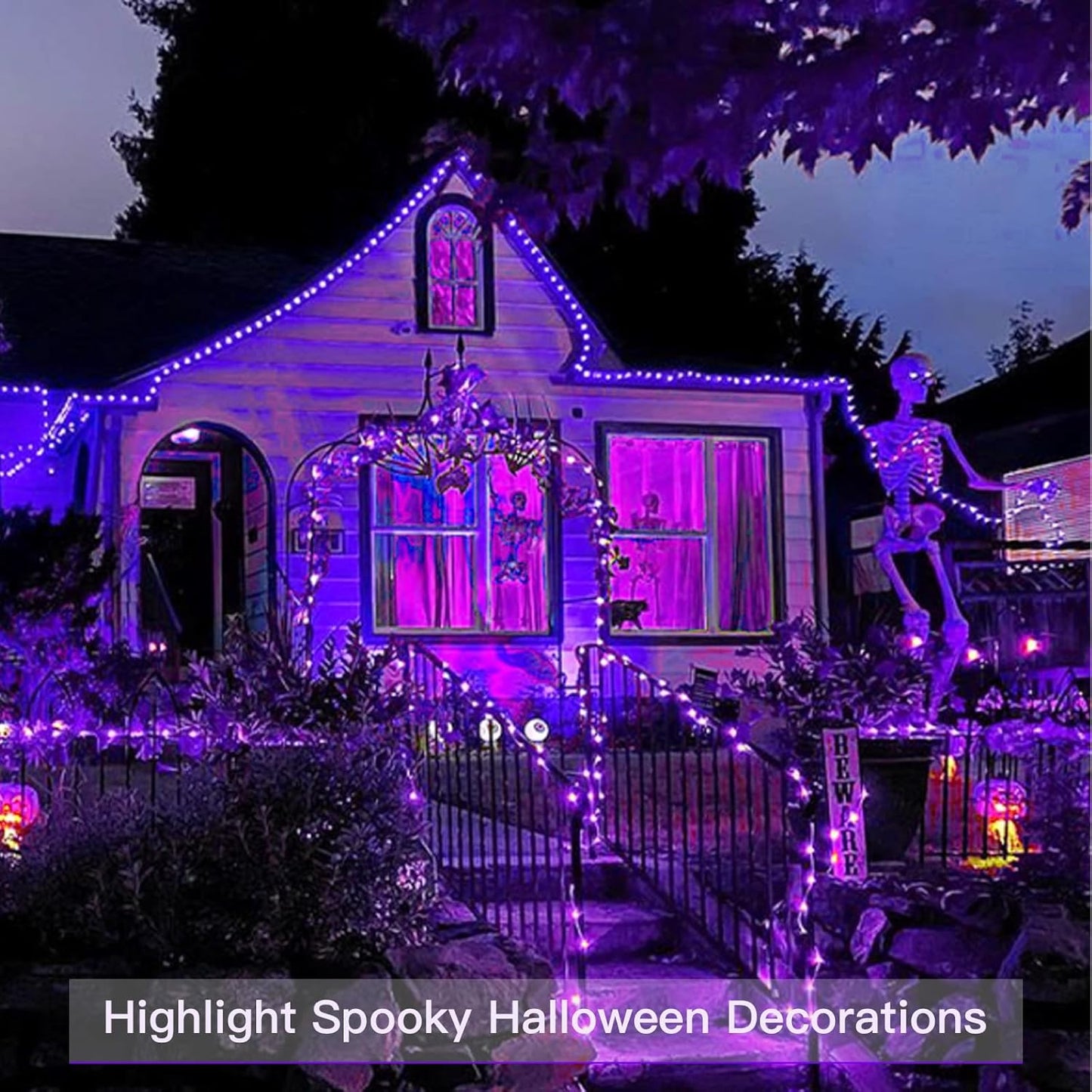 suddus Hallowee Purple Lights Battery Operated, 66ft 200 LED Twinkle Lights Battery Operated, Purple Fairy Lights for Christmas Tree, Garland, Bedroom, Backyard, Porch, Yard, Party Decorations