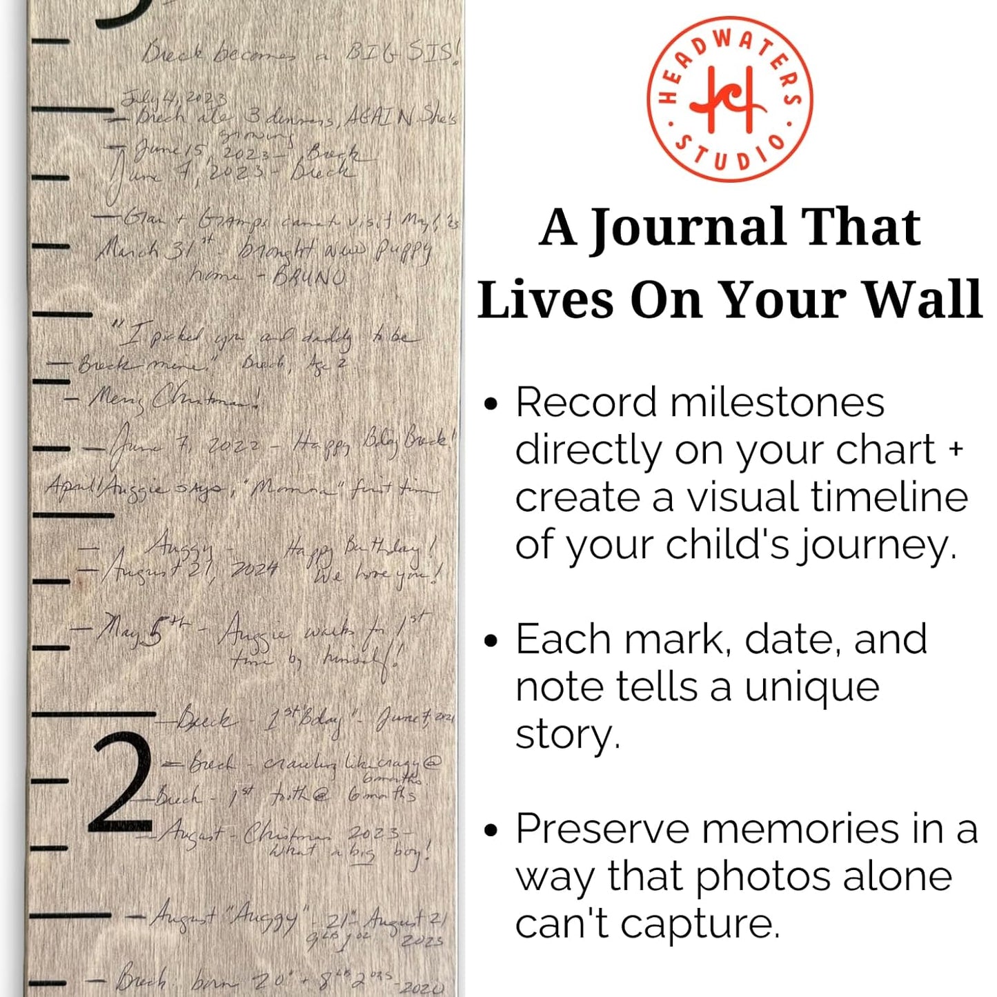 Wooden Growth Chart – Kids Height Chart, Wall Measurement for Kids, Height Chart for Wall, Growth Ruler for Children – Our Growing Family, Natural (63"x6.7")