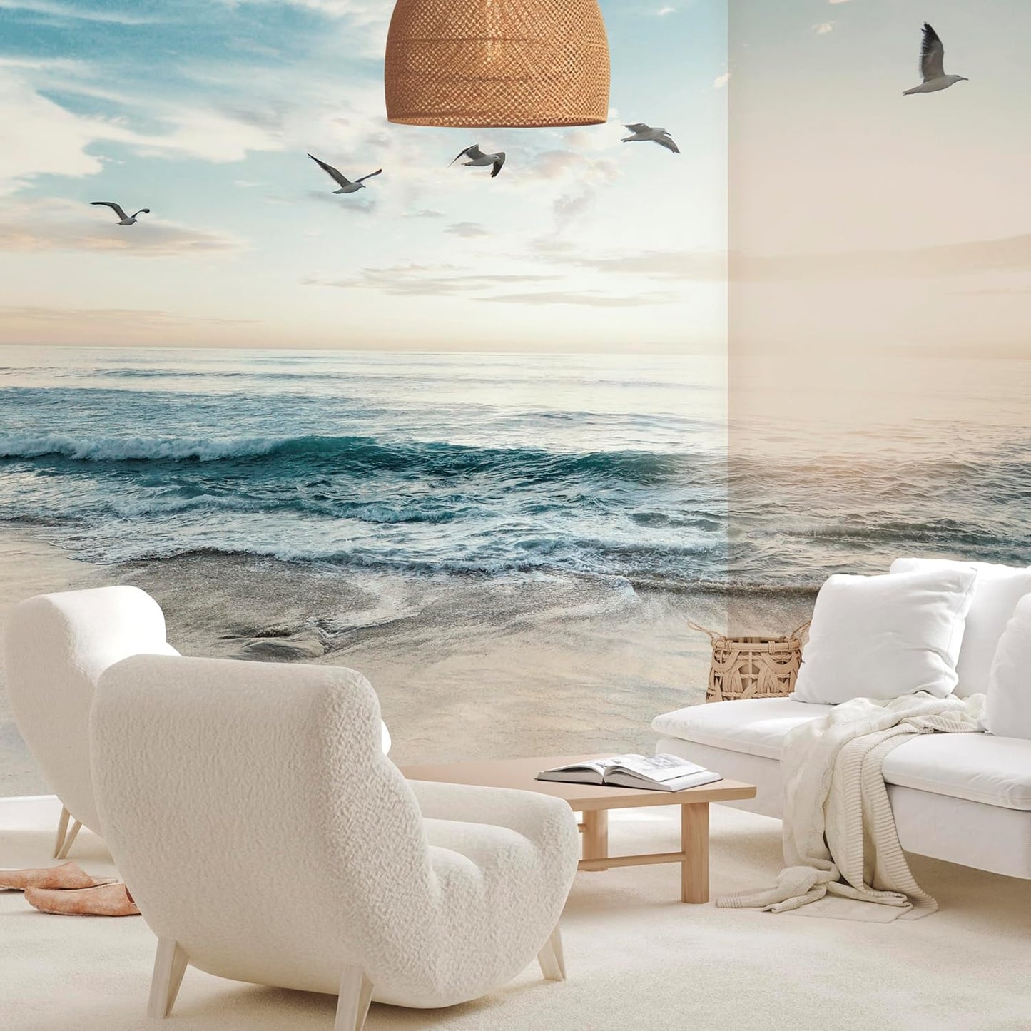 artgeist Wall Mural Nature 216x98 in - XXL Non-Woven Corner Wallpaper Fleece Angle Wall Decor Photo Print Picture Beach Sand Blue Sea View b-B-10023-a-b
