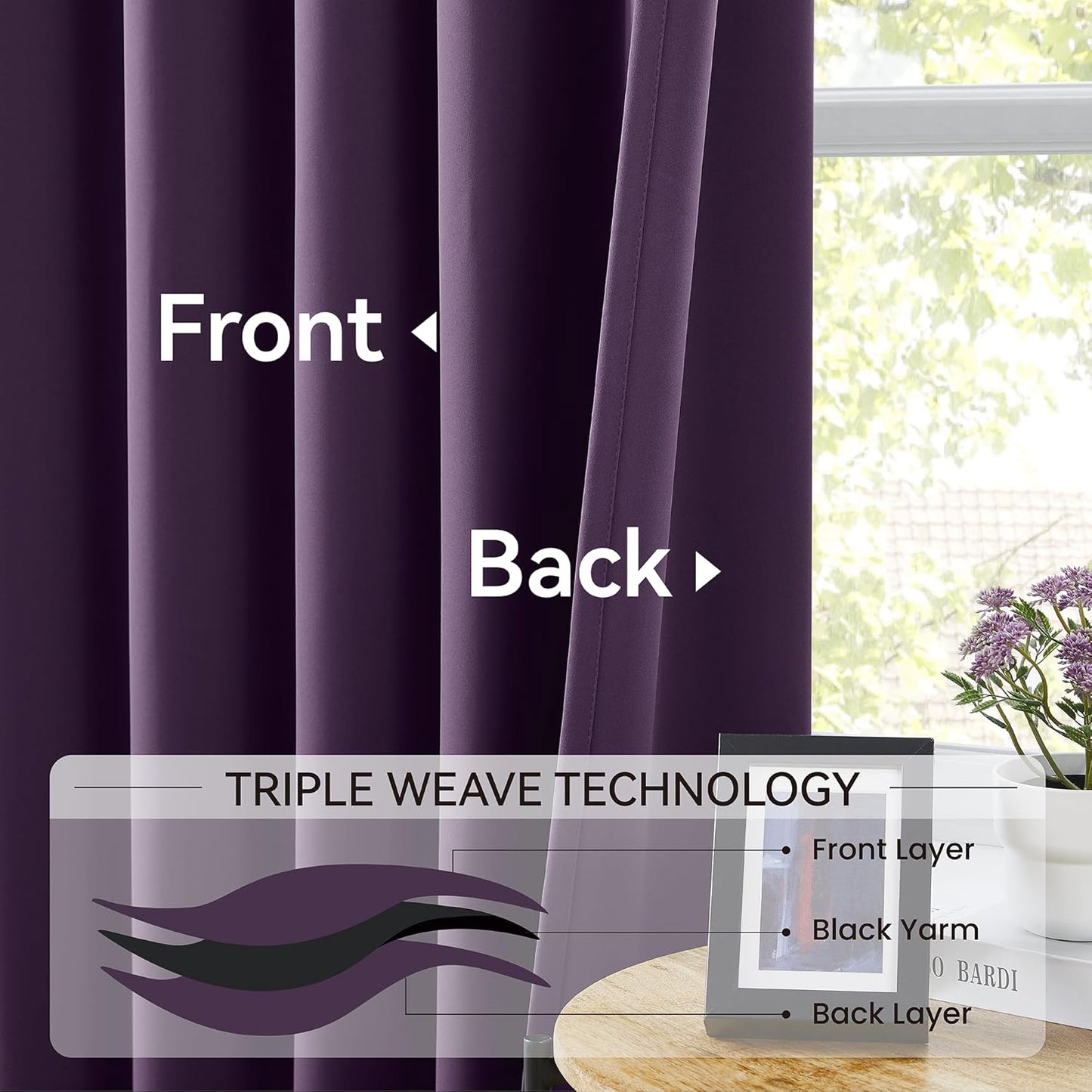 KangBang Royal Purple Pleated Curtains 2 Panels Set, 90 Inch Blackout Curtains for Bedroom Living Room, Sound Dampening Polyester Soft Aesthetic Window Treatments with Hooks, 40x90 Inch