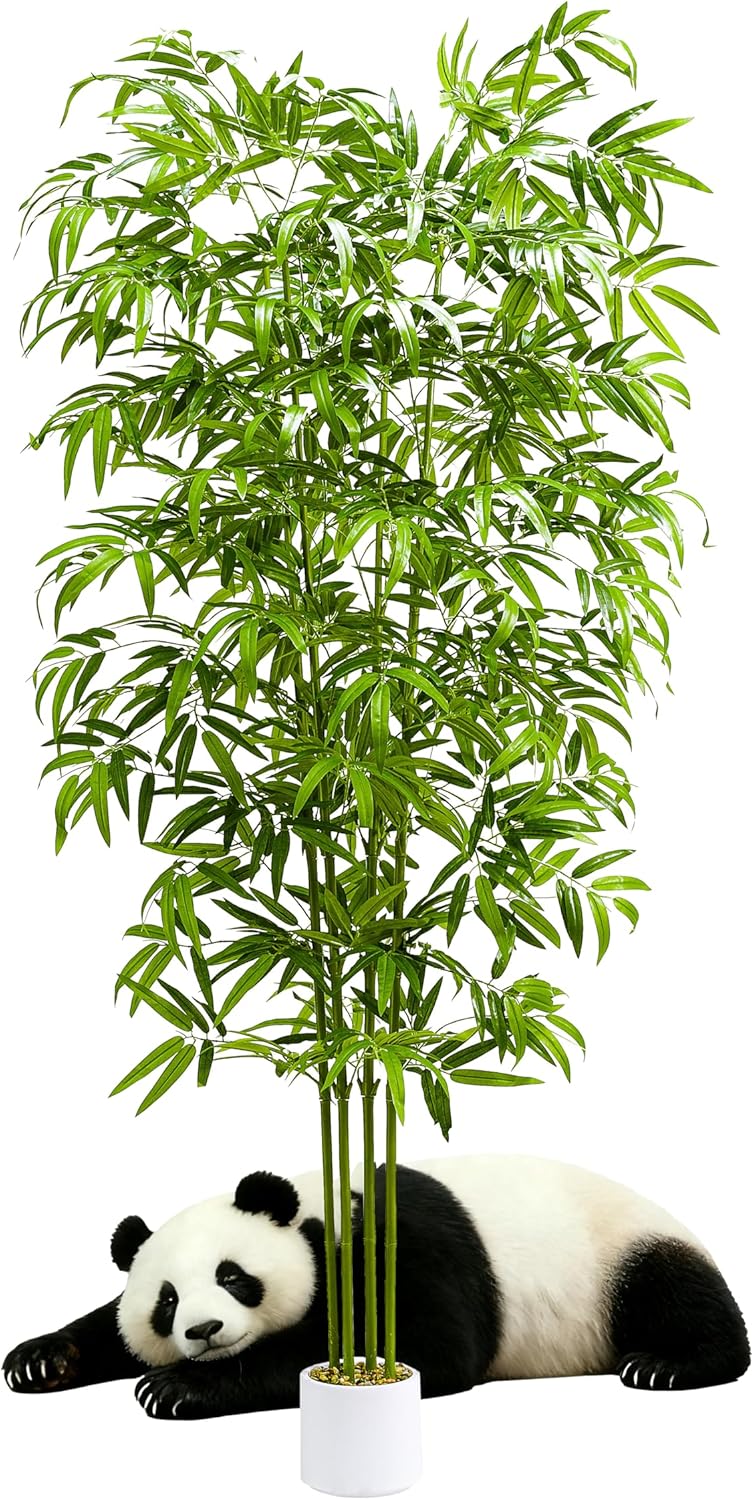 Artificial Bamboo Tree 6FT Tall Fake Plants Faux Silk Plant, Faux Bamboo Plant for Home Office Indoor Outdoor Decor Artificial Trees with Tall Planter